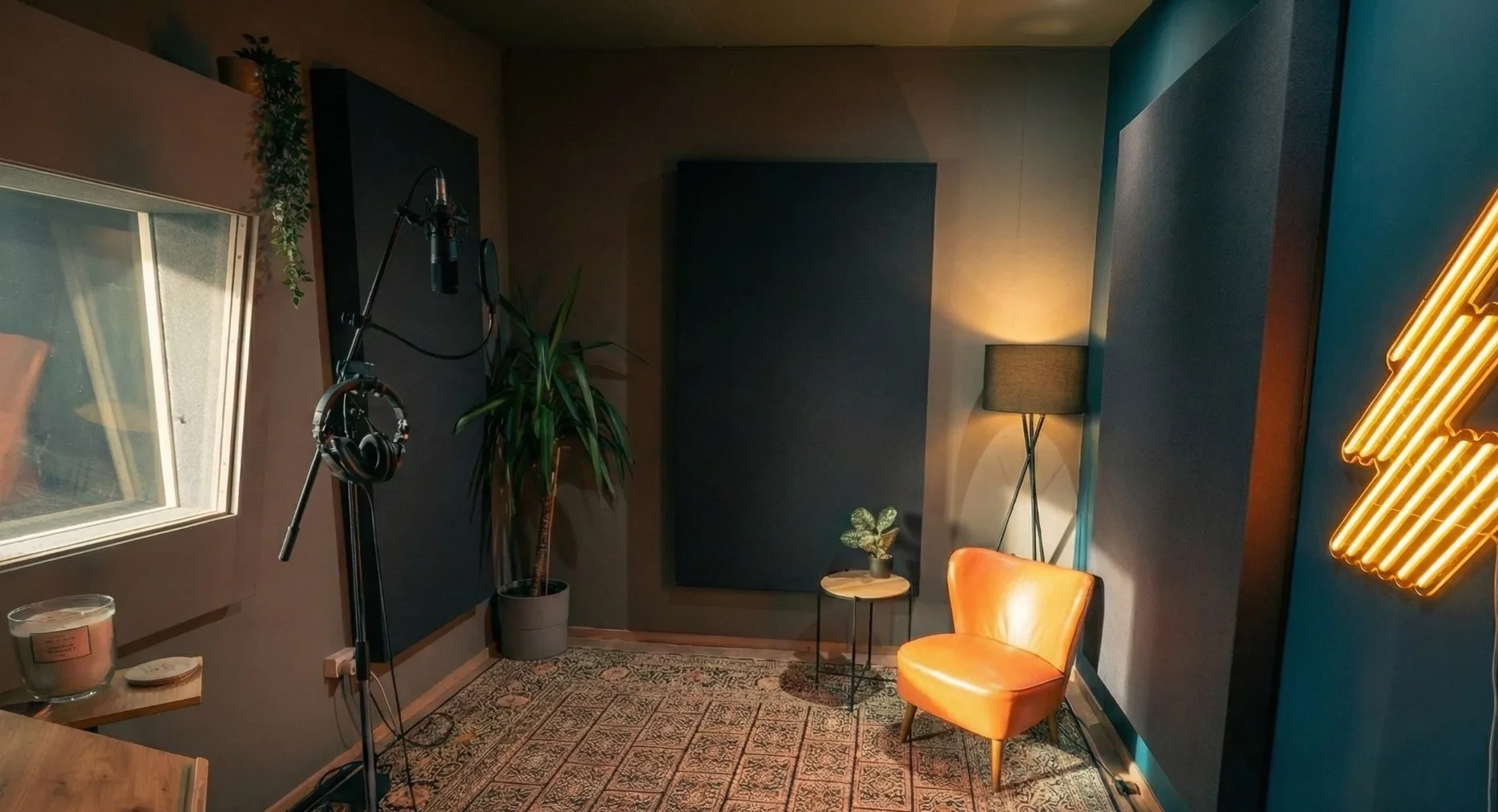 Acoustically treated booth in Studio 1